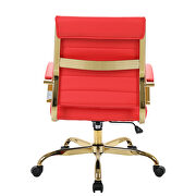 Red faux leather and polished gold steel frame office chair by Leisure Mod additional picture 5