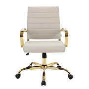 Tan faux leather and polished gold steel frame office chair by Leisure Mod additional picture 2