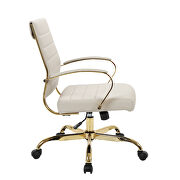 Tan faux leather and polished gold steel frame office chair by Leisure Mod additional picture 3