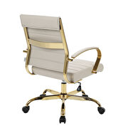 Tan faux leather and polished gold steel frame office chair by Leisure Mod additional picture 4