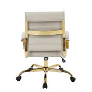 Tan faux leather and polished gold steel frame office chair by Leisure Mod additional picture 5