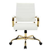 White faux leather and polished gold steel frame office chair by Leisure Mod additional picture 2