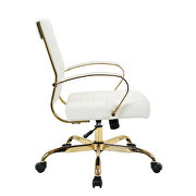 White faux leather and polished gold steel frame office chair by Leisure Mod additional picture 3