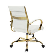 White faux leather and polished gold steel frame office chair by Leisure Mod additional picture 4
