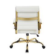 White faux leather and polished gold steel frame office chair by Leisure Mod additional picture 5