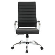 Black faux leather adjustable mid-century style office chair by Leisure Mod additional picture 2