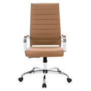 Brown faux leather adjustable mid-century style office chair by Leisure Mod additional picture 2