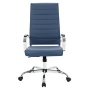 Navy blue faux leather adjustable mid-century style office chair by Leisure Mod additional picture 2