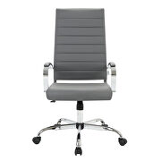 Gray faux leather adjustable mid-century style office chair by Leisure Mod additional picture 2