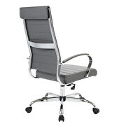 Gray faux leather adjustable mid-century style office chair by Leisure Mod additional picture 4