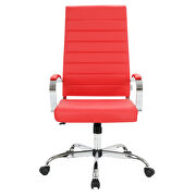 Red faux leather adjustable mid-century style office chair by Leisure Mod additional picture 2