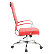 Red faux leather adjustable mid-century style office chair by Leisure Mod additional picture 3