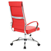 Red faux leather adjustable mid-century style office chair by Leisure Mod additional picture 4