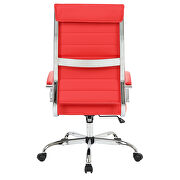 Red faux leather adjustable mid-century style office chair by Leisure Mod additional picture 5