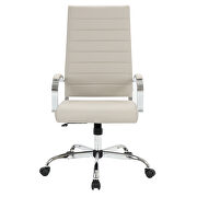Tan faux leather adjustable mid-century style office chair by Leisure Mod additional picture 2