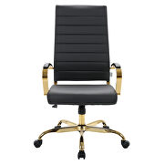 Black faux leather and polished gold steel frame swivel office chair additional photo 2 of 5