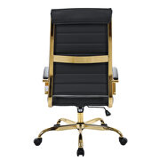 Black faux leather and polished gold steel frame swivel office chair by Leisure Mod additional picture 5
