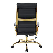 Black faux leather and polished gold steel frame swivel office chair additional photo 5 of 5