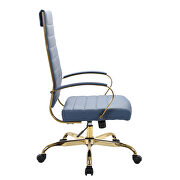 Navy blue faux leather and polished gold steel frame swivel office chair by Leisure Mod additional picture 3