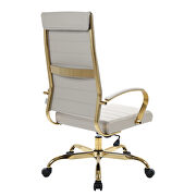 Tan faux leather and polished gold steel frame swivel office chair by Leisure Mod additional picture 4
