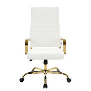 White faux leather and polished gold steel frame swivel office chair by Leisure Mod additional picture 2