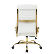 White faux leather and polished gold steel frame swivel office chair additional photo 5 of 5