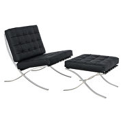 Black leatherette material thick cushion chair and ottoman by Leisure Mod additional picture 2