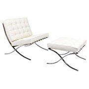 Ivory leatherette material thick cushion chair and ottoman by Leisure Mod additional picture 2