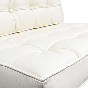 Ivory leatherette material thick cushion chair and ottoman by Leisure Mod additional picture 7