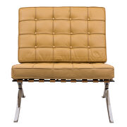 Light brown leatherette material thick cushion chair and ottoman by Leisure Mod additional picture 3
