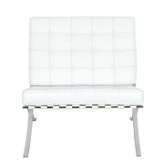 White leatherette material thick cushion chair and ottoman by Leisure Mod additional picture 3