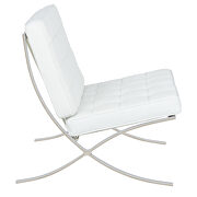 White leatherette material thick cushion chair and ottoman by Leisure Mod additional picture 4