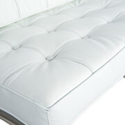 White leatherette material thick cushion chair and ottoman by Leisure Mod additional picture 7
