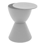 Light gray smooth top over a ribbed design bottom side table by Leisure Mod additional picture 3
