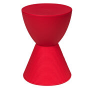 Red smooth top over a ribbed design bottom side table by Leisure Mod additional picture 2