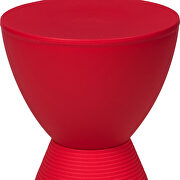 Red smooth top over a ribbed design bottom side table by Leisure Mod additional picture 3