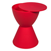 Red smooth top over a ribbed design bottom side table by Leisure Mod additional picture 5