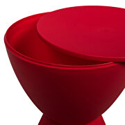 Red smooth top over a ribbed design bottom side table by Leisure Mod additional picture 6