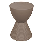 Taupe smooth top over a ribbed design bottom side table by Leisure Mod additional picture 2