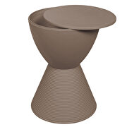 Taupe smooth top over a ribbed design bottom side table by Leisure Mod additional picture 5