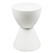 White smooth top over a ribbed design bottom side table by Leisure Mod additional picture 2