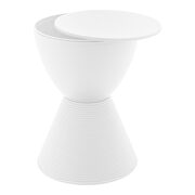 White smooth top over a ribbed design bottom side table by Leisure Mod additional picture 3