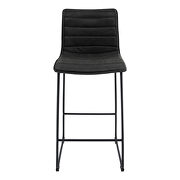 Charcoal black modern leather bar stool with black iron base & footrest by Leisure Mod additional picture 2