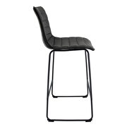 Charcoal black modern leather bar stool with black iron base & footrest by Leisure Mod additional picture 3