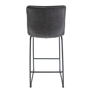 Charcoal black modern leather bar stool with black iron base & footrest by Leisure Mod additional picture 4