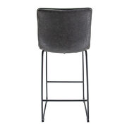 Charcoal black modern leather bar stool with black iron base & footrest additional photo 4 of 6
