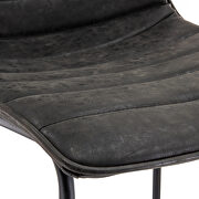 Charcoal black modern leather bar stool with black iron base & footrest by Leisure Mod additional picture 5