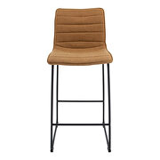 Light brown modern leather bar stool with black iron base & footrest by Leisure Mod additional picture 2