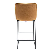 Light brown modern leather bar stool with black iron base & footrest by Leisure Mod additional picture 4