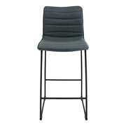 Peacock blue modern leather bar stool with black iron base & footrest by Leisure Mod additional picture 2